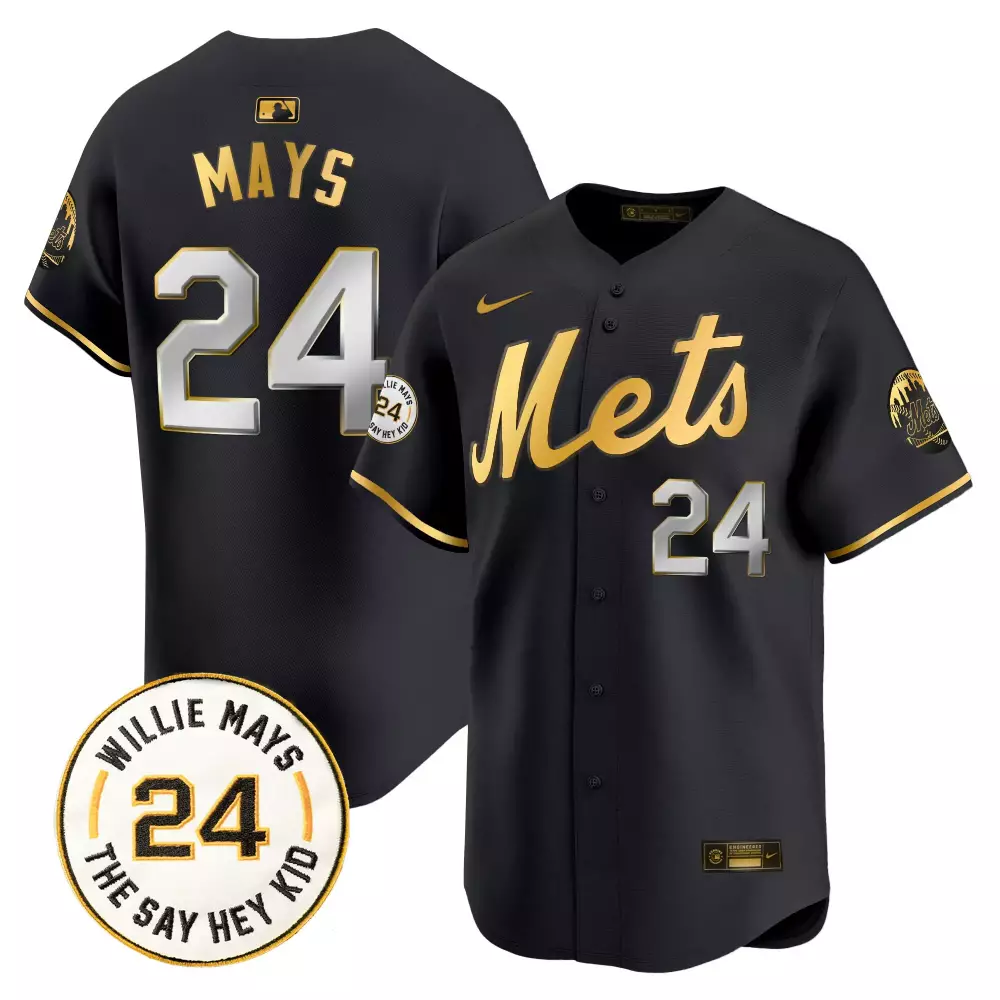 willie mays black gold mens new york mets willie mays patch vapor premier limited jersey all stitched