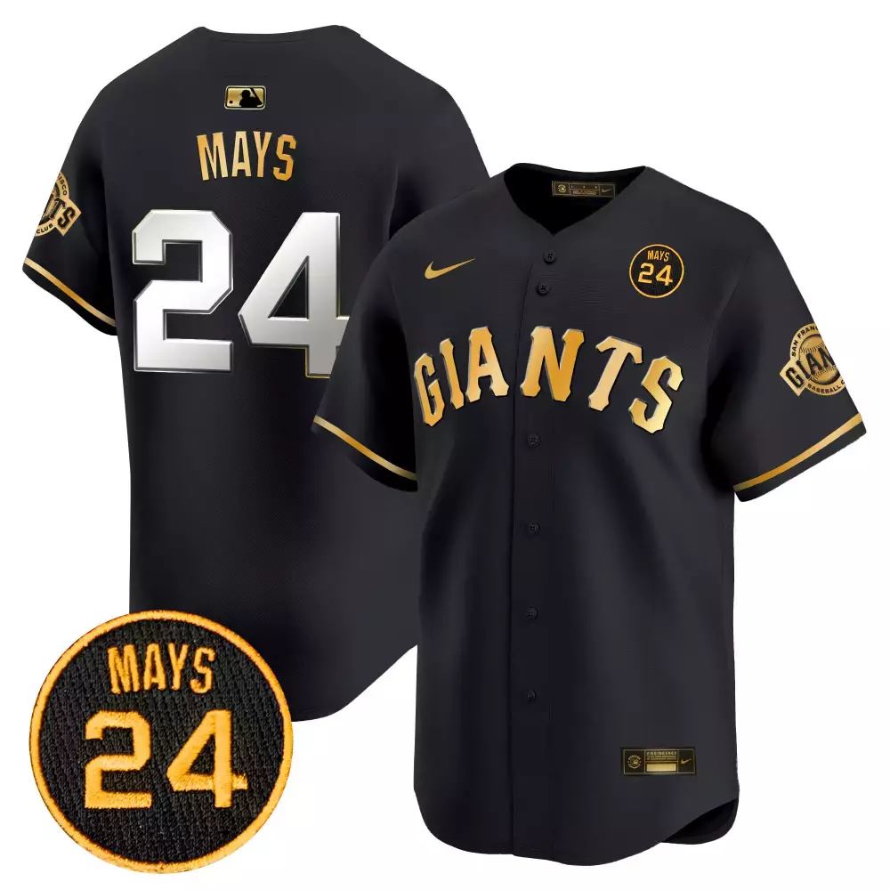 willie mays black gold mens san francisco giants 2024 willie mays patch vapor premier limited jersey v3 all stitched