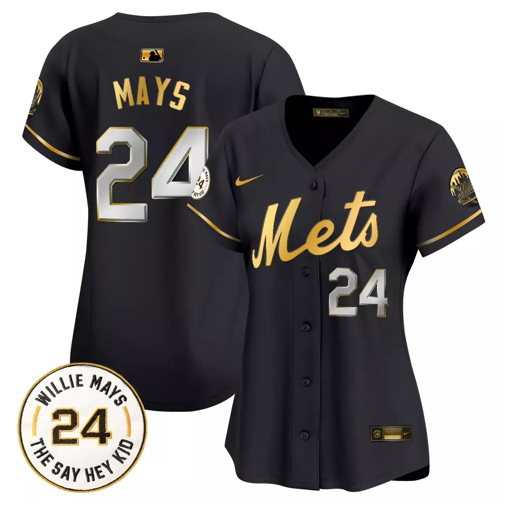 willie mays black gold mens new york mets willie mays patch vapor premier limited jersey all stitched