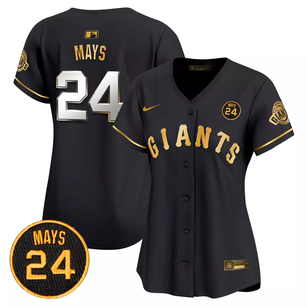 willie mays black gold womens san francisco giants 2024 willie mays patch vapor premier limited jersey v3 all stitched