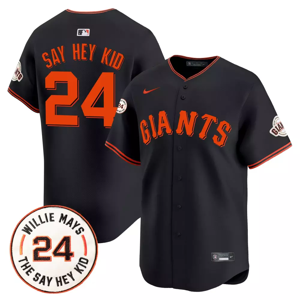 willie mays black mens san francisco giants 2024 willie mays patch vapor premier limited jersey v4 all stitched