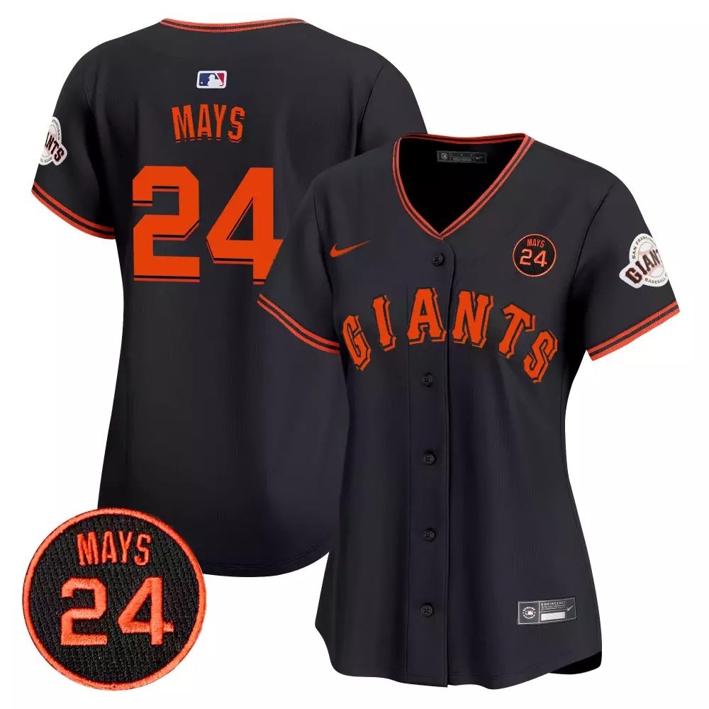 willie mays black womens san francisco giants 2024 willie mays patch vapor premier limited jersey v3 all stitched