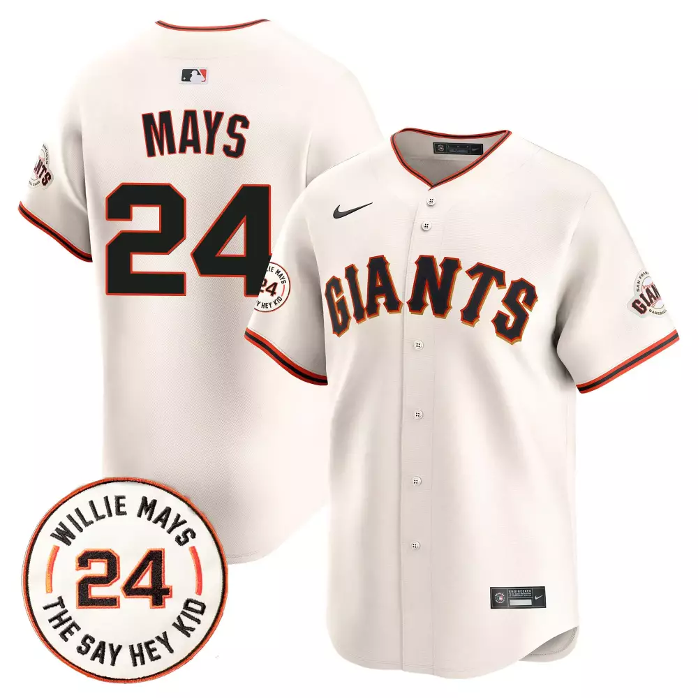 willie mays cream mens san francisco giants 2024 willie mays patch vapor premier limited jersey all stitched