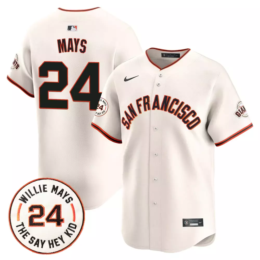 willie mays cream mens san francisco giants 2024 willie mays patch vapor premier limited jersey all stitched