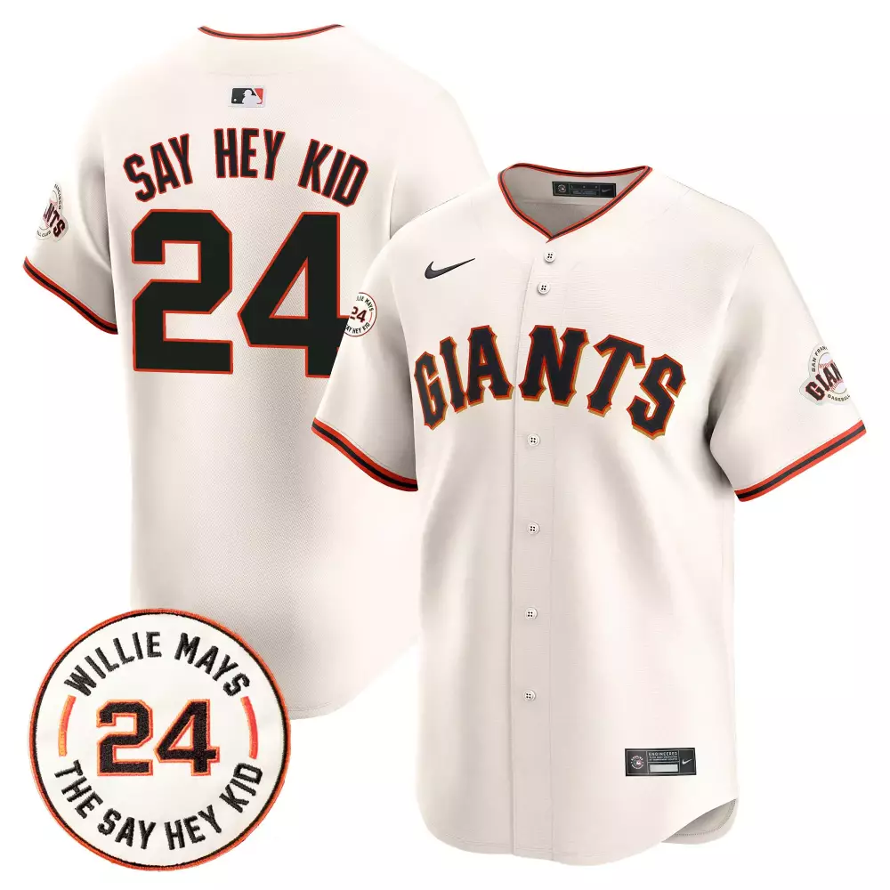 willie mays cream mens san francisco giants 2024 willie mays patch vapor premier limited jersey v6 all stitched