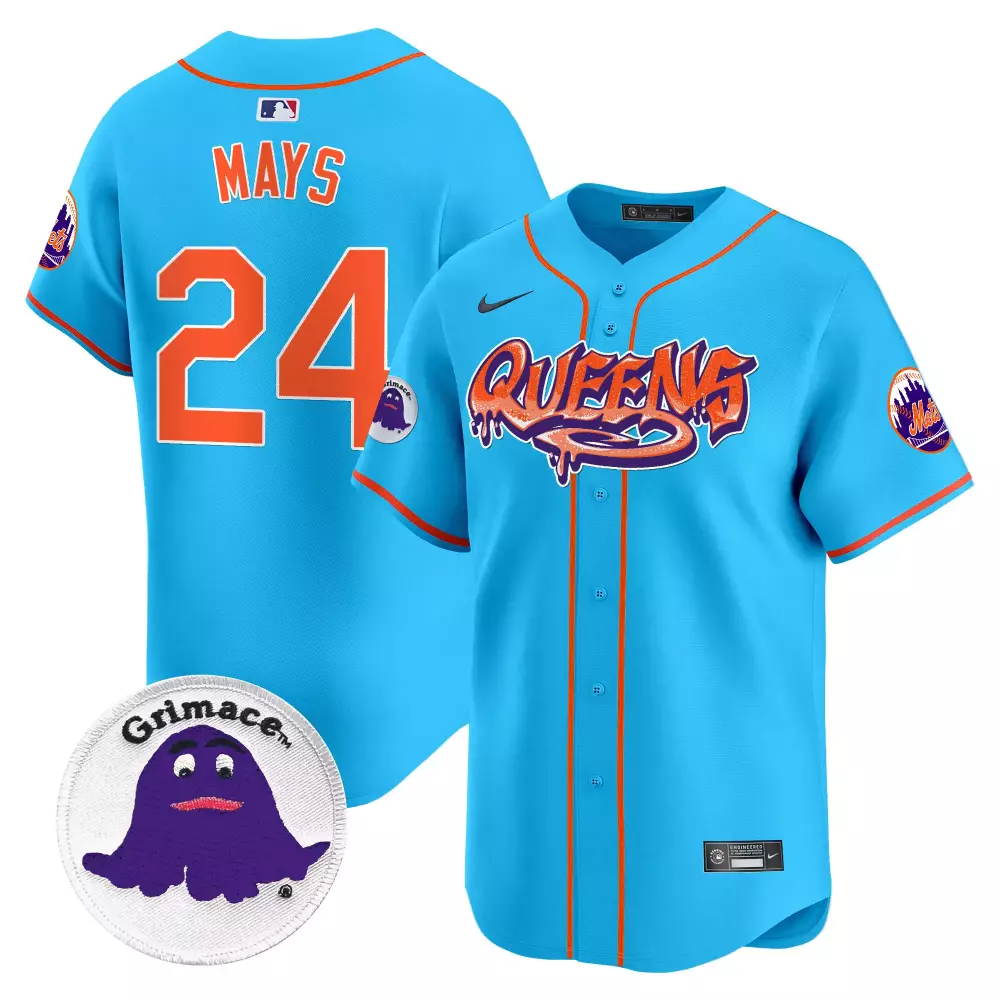 willie mays light blue mens new york mets queens graffiti vapor premier limited jersey all stitched