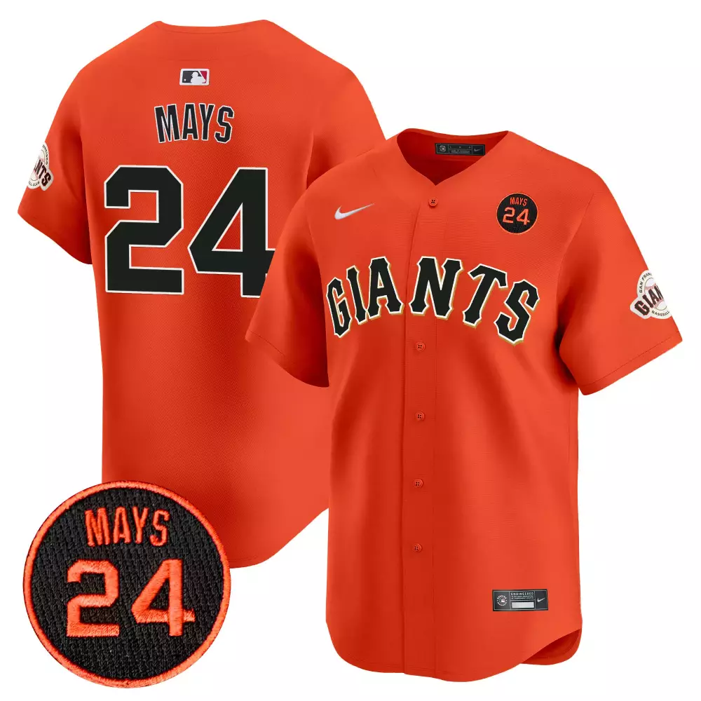 willie mays orange limited mens san francisco giants 2024 willie mays patch vapor premier limited jersey v2 all stitched