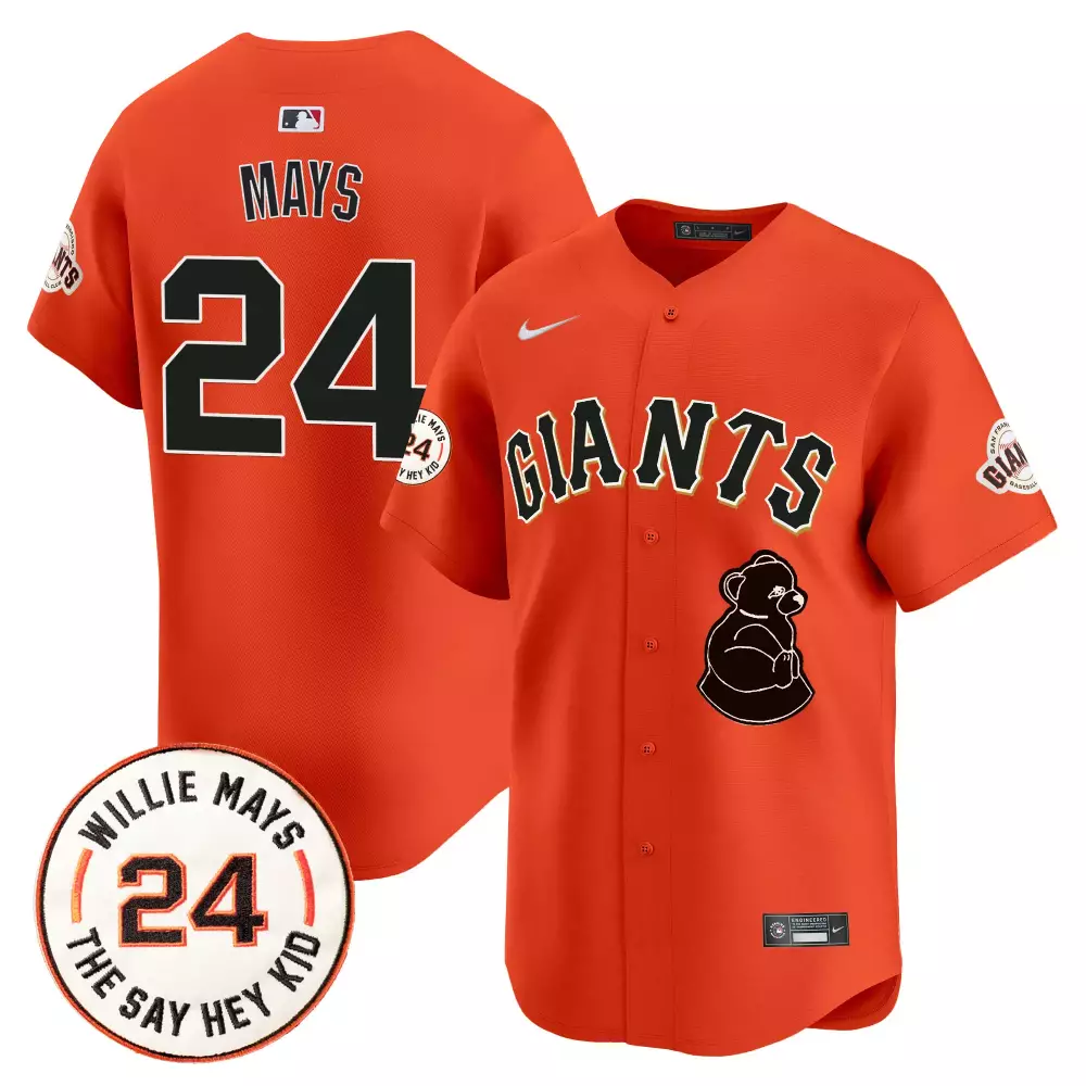 willie mays orange limited mens san francisco giants 2024 willie mays patch vapor premier limited jersey v2 all stitched