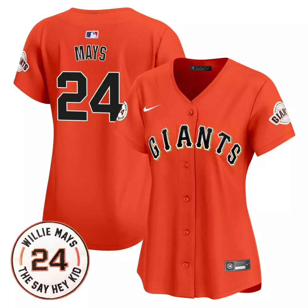 willie mays orange mens san francisco giants 2024 willie mays patch vapor premier limited jersey v5 all stitched