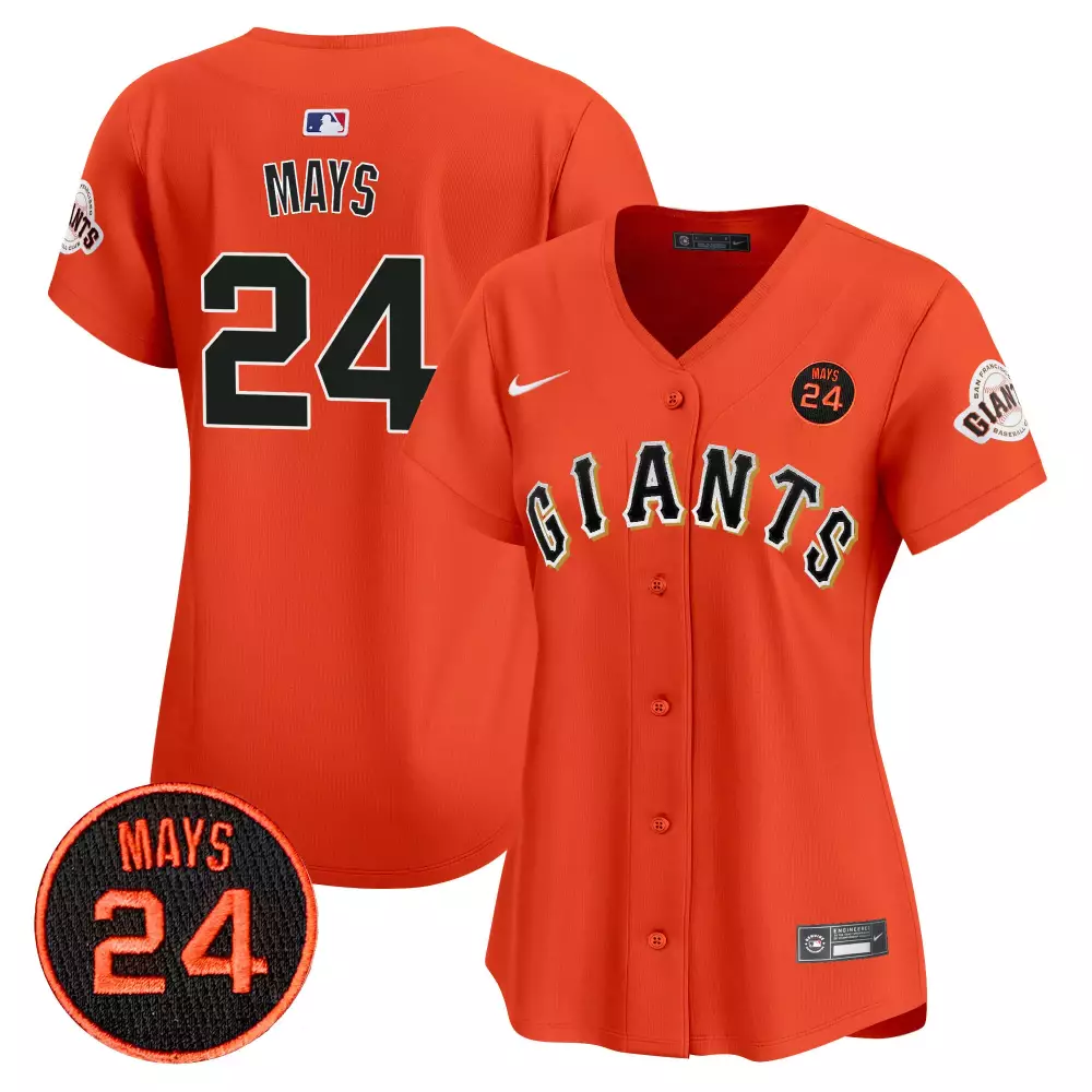 willie mays orange mens san francisco giants 2024 willie mays patch vapor premier limited jersey v5 all stitched