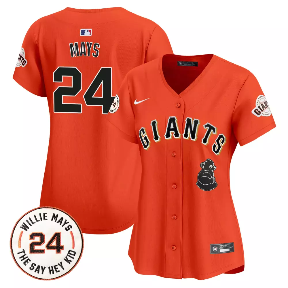 willie mays orange womens san francisco giants 2024 willie mays patch vapor premier limited jersey v4 all stitched