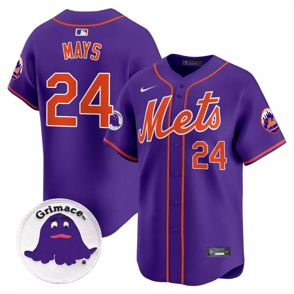 willie mays purple mens new york mets grimace vapor premier limited jersey all stitched