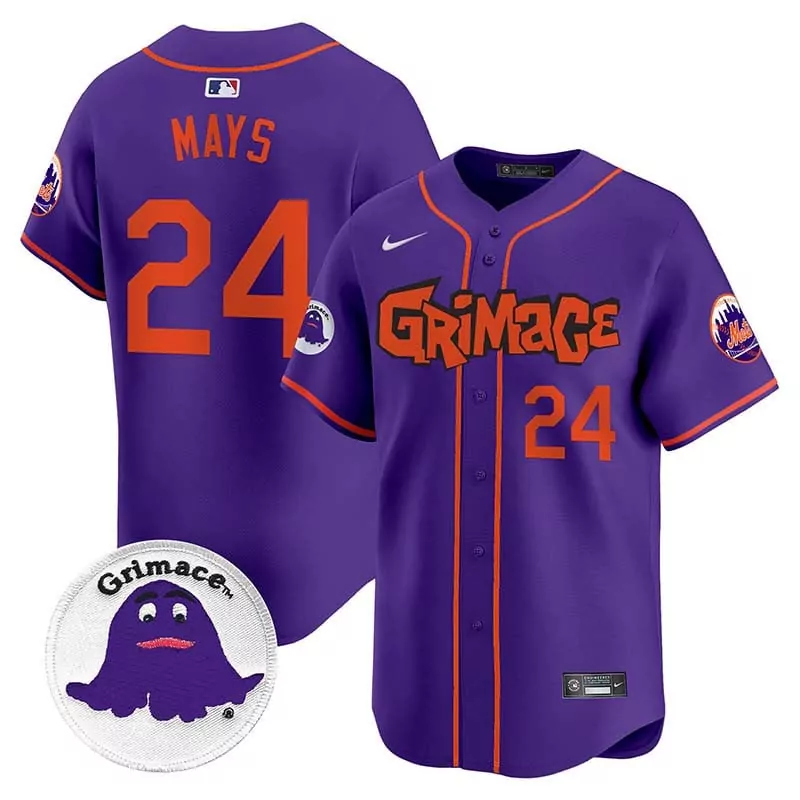 willie mays purple mens new york mets grimace vapor premier limited jersey all stitched