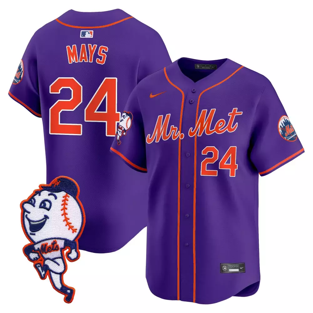 willie mays purple mens new york mets grimace vapor premier limited jersey all stitched