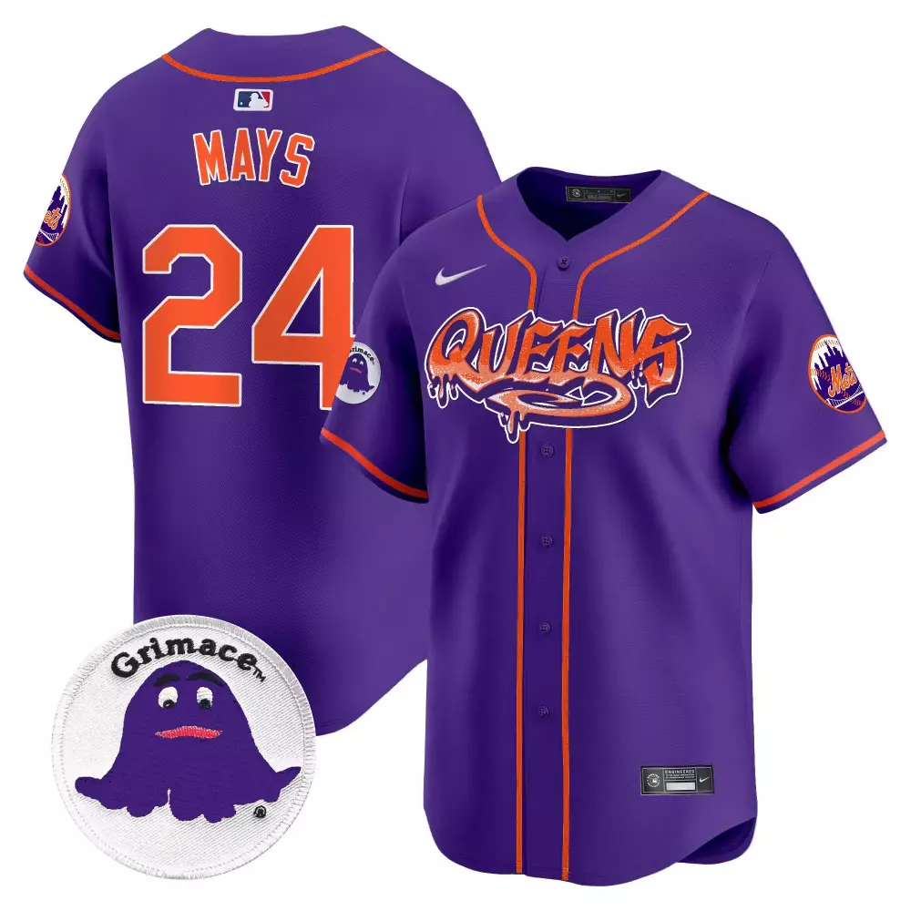 willie mays purple mens new york mets grimace vapor premier limited jersey all stitched