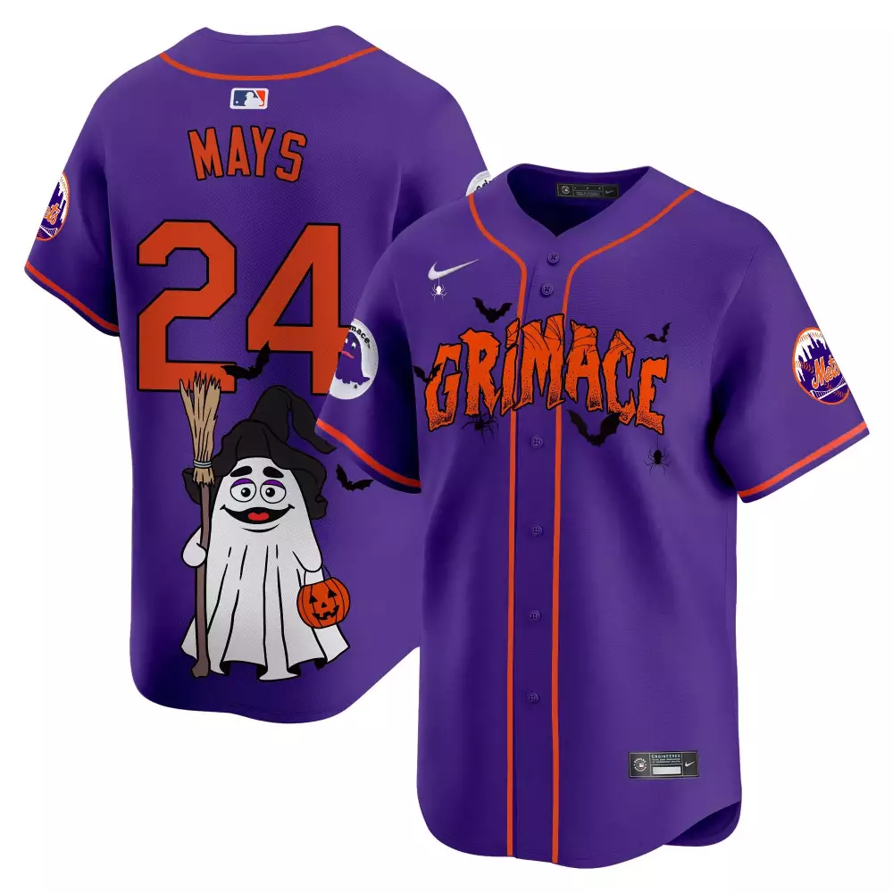 willie mays purple unisex new york mets grimace halloween vapor premier limited jersey printed