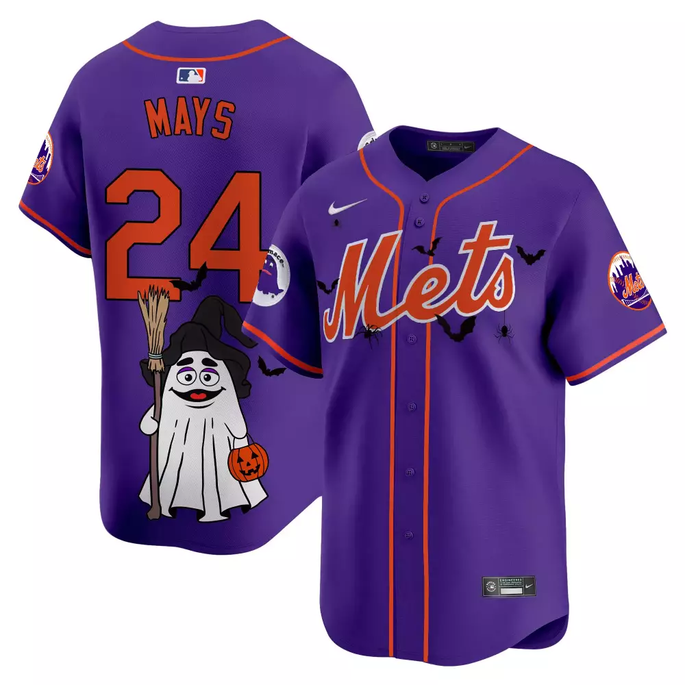 willie mays purple unisex new york mets grimace halloween vapor premier limited jersey printed
