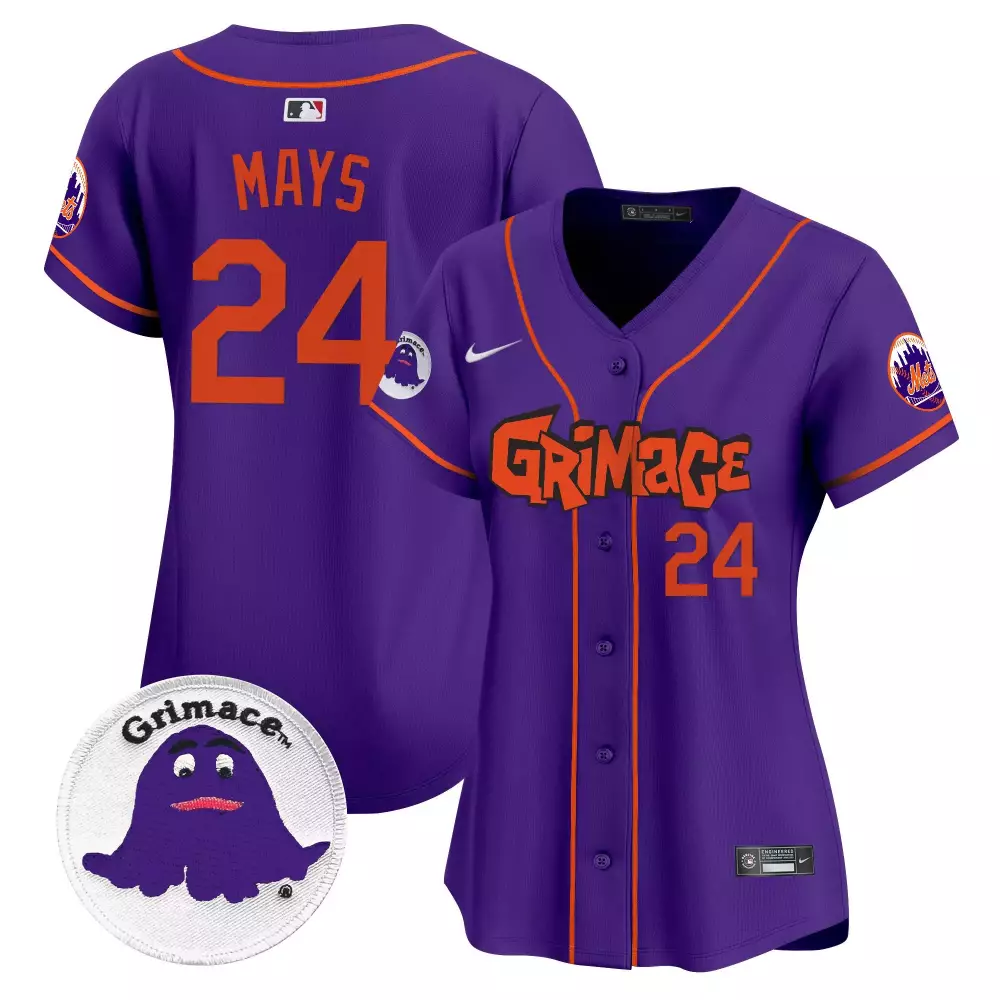 willie mays purple unisex new york mets grimace halloween vapor premier limited jersey printed