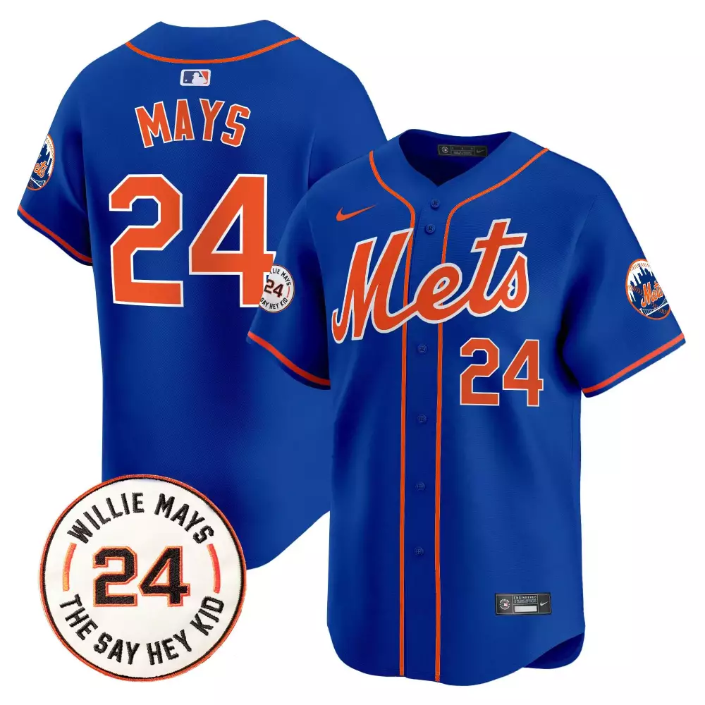 willie mays royal mens new york mets willie mays patch vapor premier limited jersey all stitched