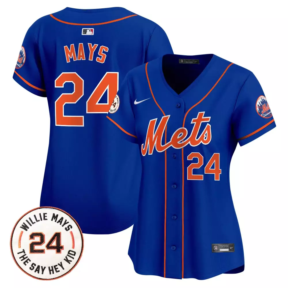willie mays royal mens new york mets willie mays patch vapor premier limited jersey all stitched