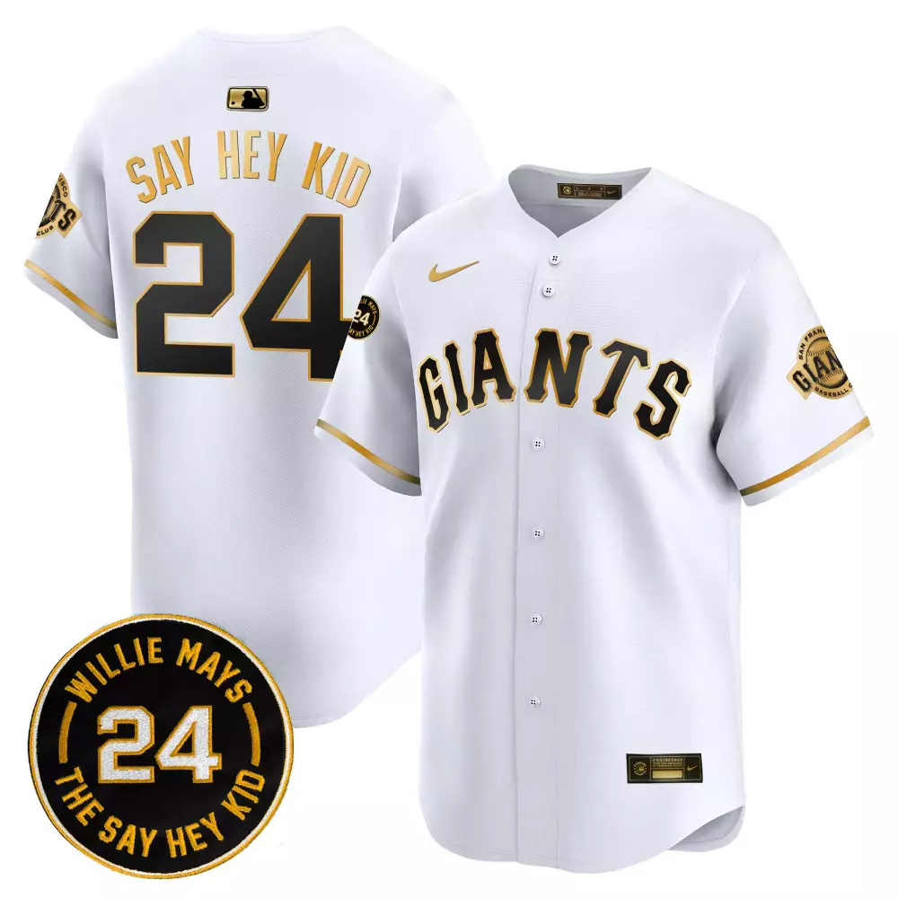 willie mays white gold mens san francisco giants 2024 willie mays patch vapor premier limited jersey v6 all stitched