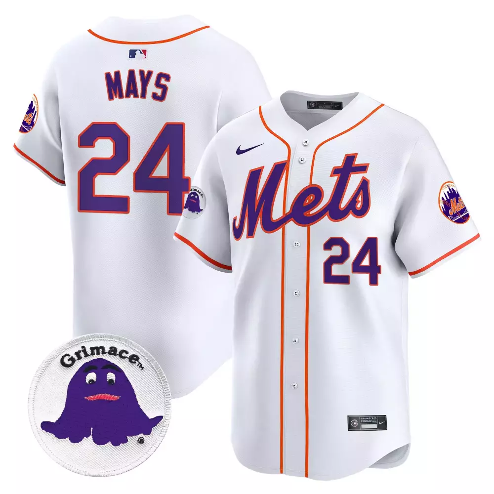 willie mays white mens new york mets grimace vapor premier limited jersey all stitched