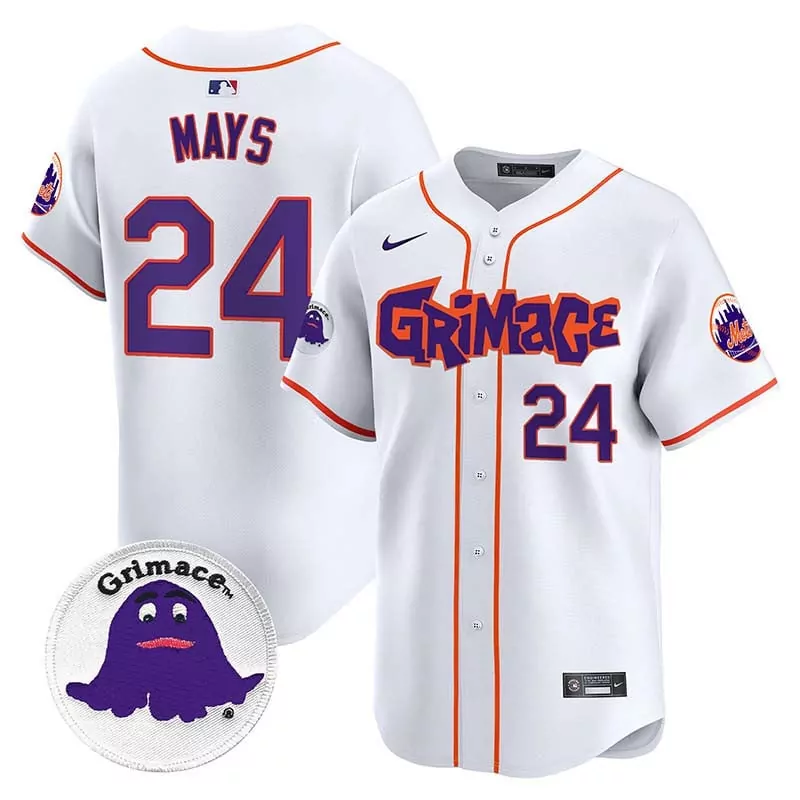 willie mays white mens new york mets grimace vapor premier limited jersey all stitched