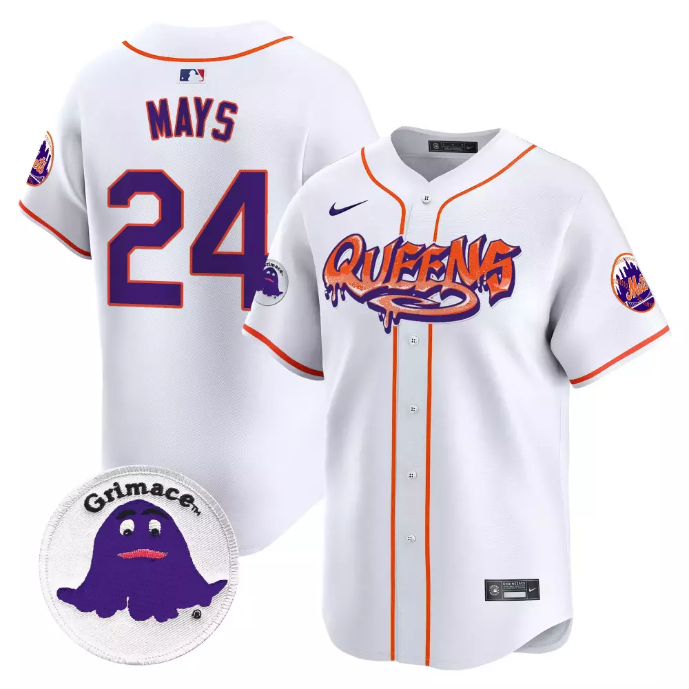 willie mays white mens new york mets grimace vapor premier limited jersey all stitched