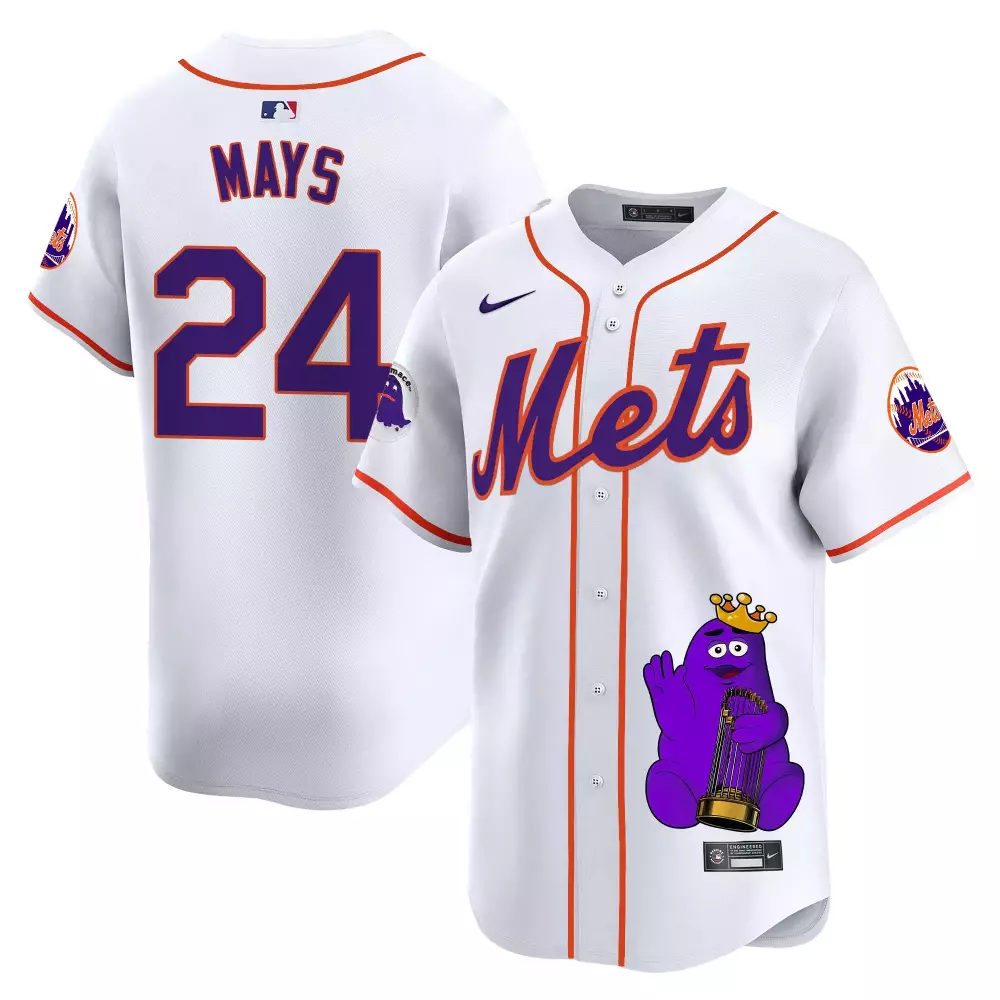 willie mays white unisex new york mets grimace vapor premier limited jersey printed