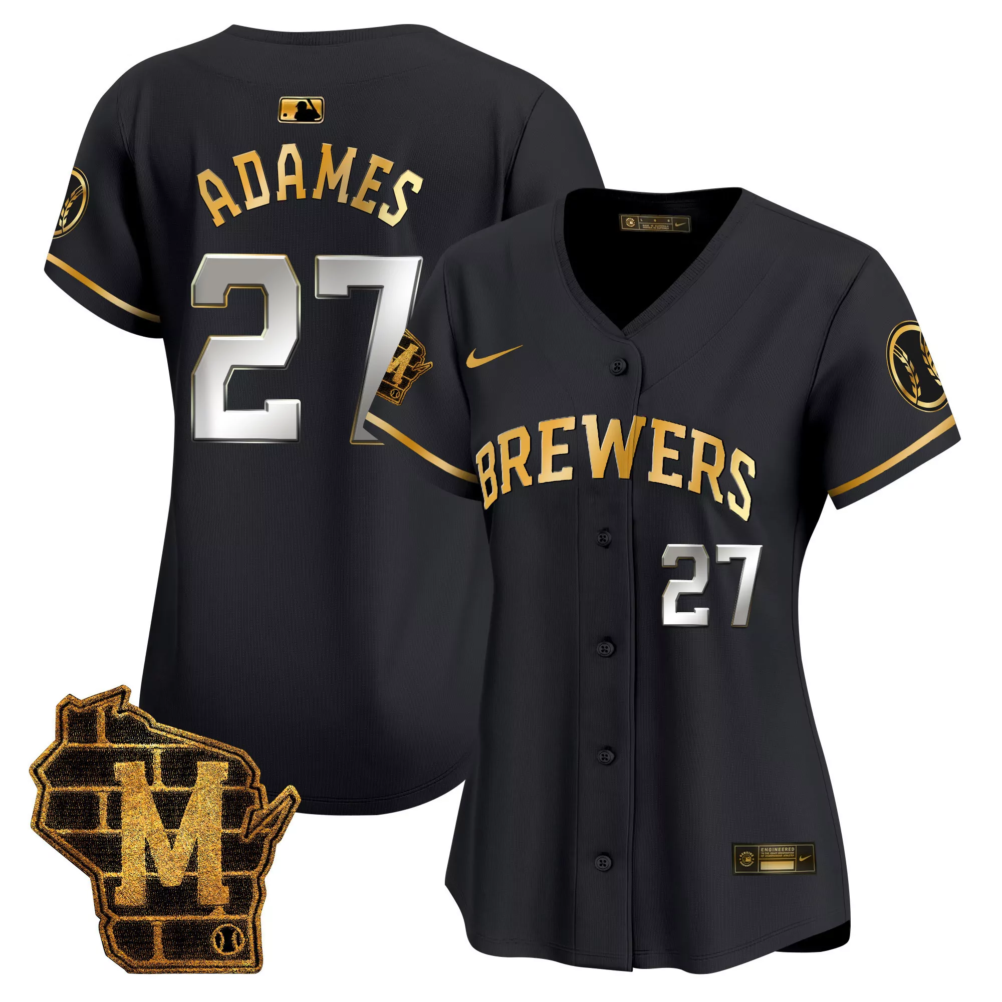 willy adames black gold mens milwaukee brewers home patch vapor premier limited jersey all stitched