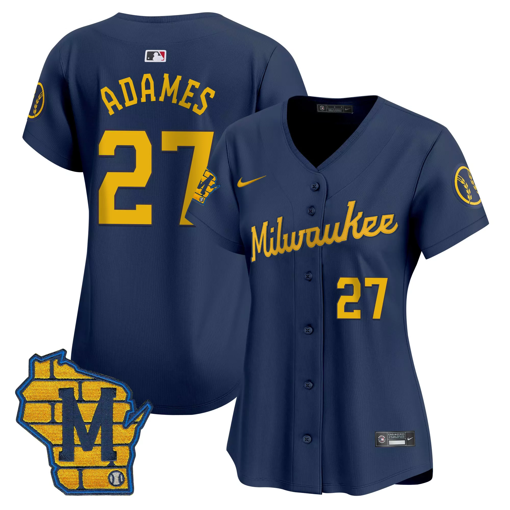 willy adames navy mens milwaukee brewers home patch vapor premier limited jersey all stitched