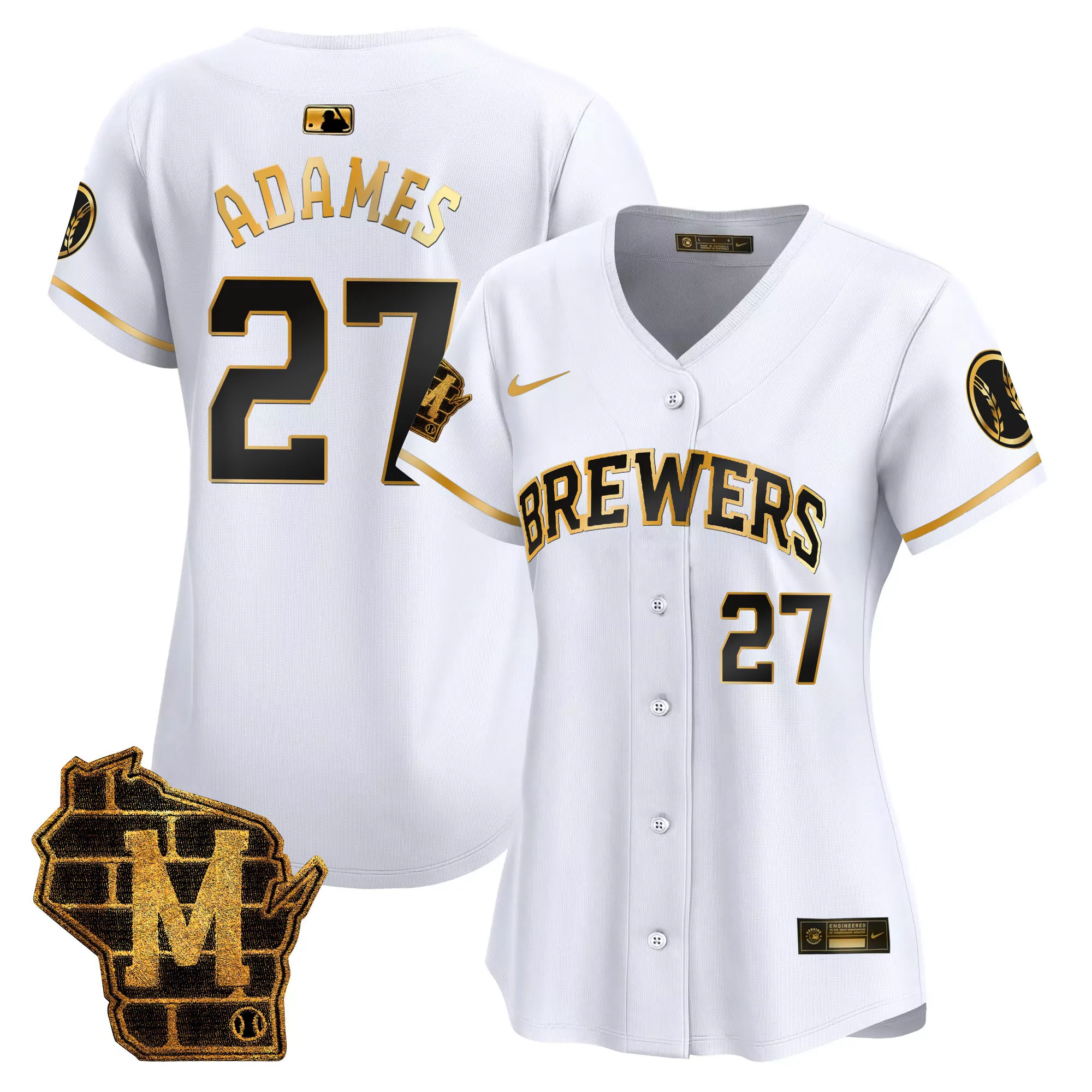 willy adames white gold womens milwaukee brewers home patch vapor premier limited jersey all stitched