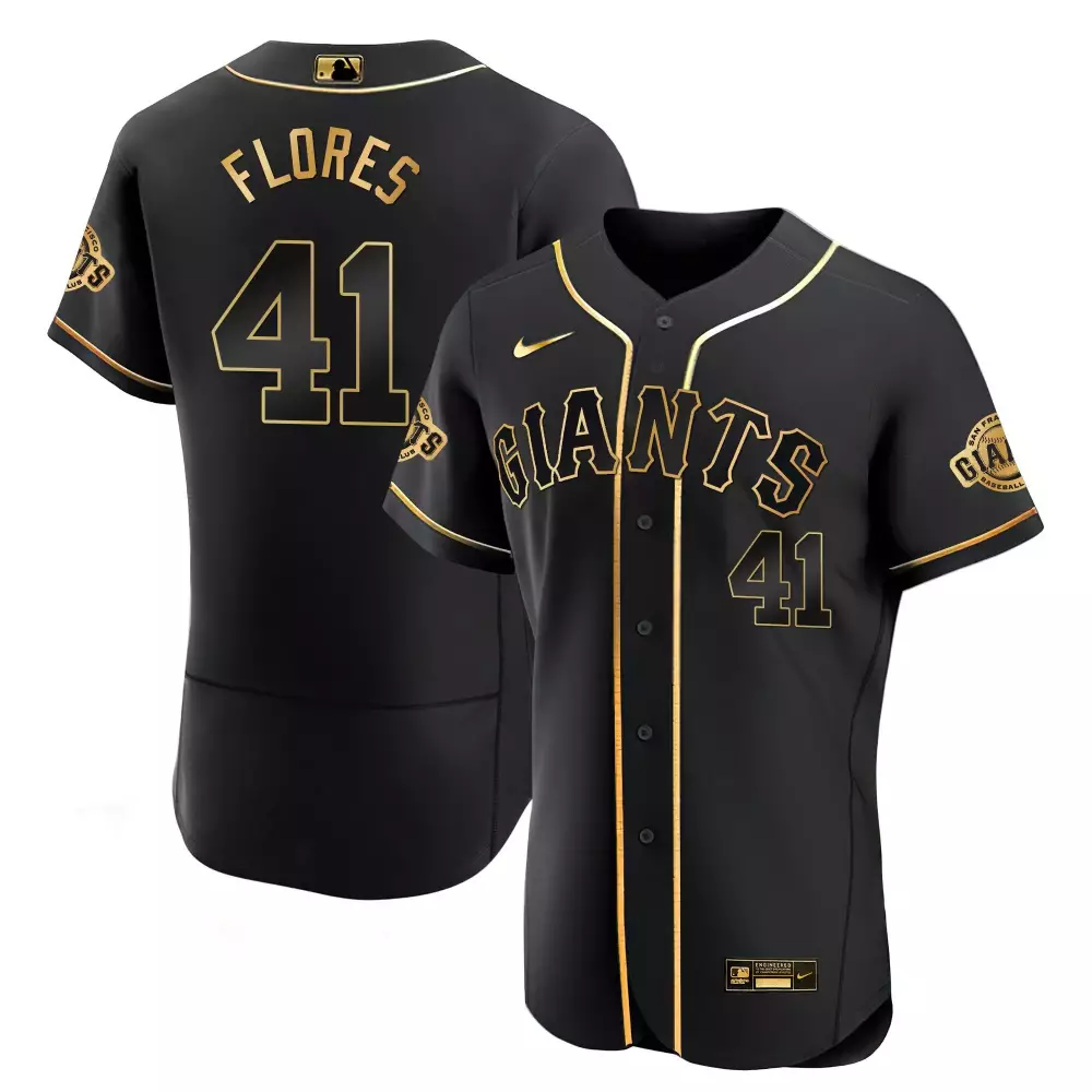 Flores San Francisco Giants Black Limited Gold Jersey | Flex Black Gold Style | All Stitched Fan Gear | For Men, Women & Youth