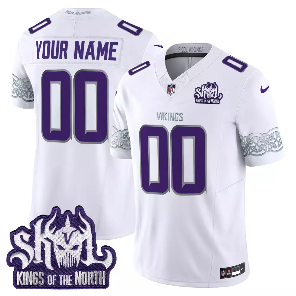 winter warrior youth minnesota vikings king of the north patch throwback vapor limited custom jersey v2 all stitched