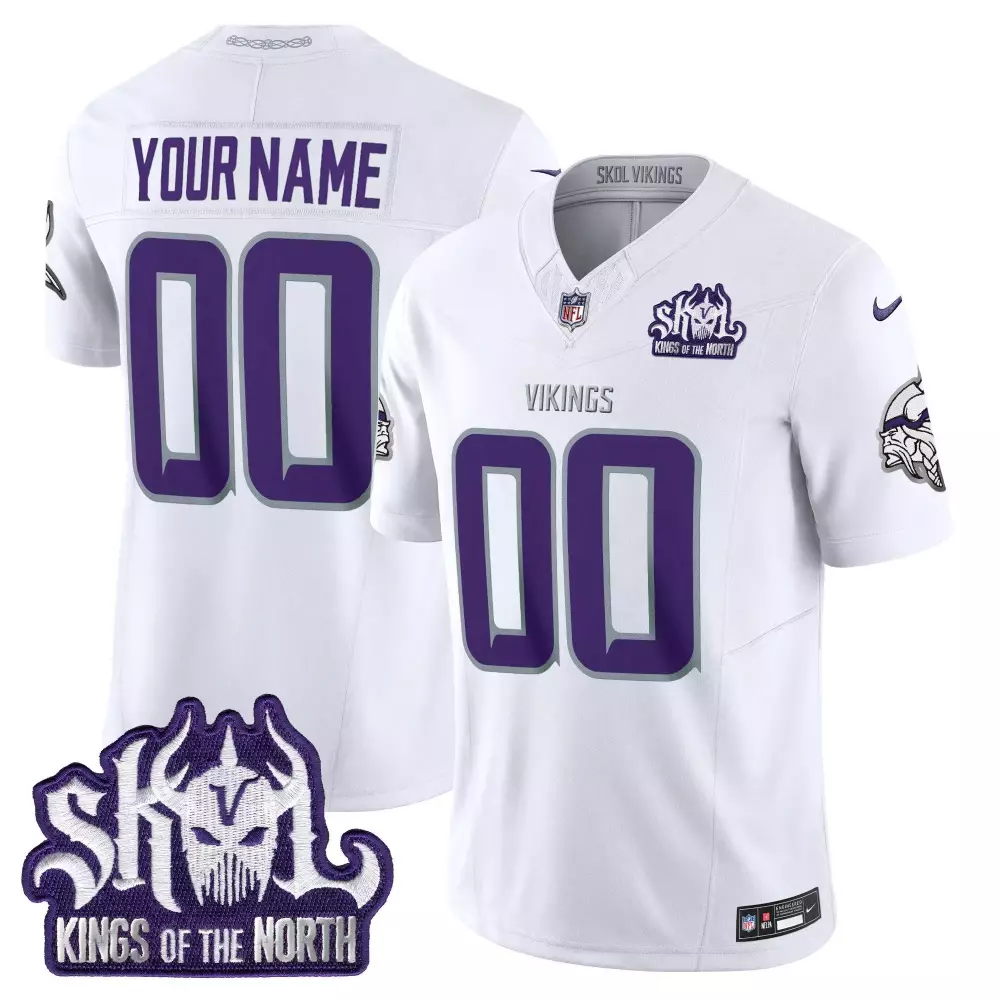 winter warrior youth minnesota vikings king of the north patch throwback vapor limited custom jersey v2 all stitched