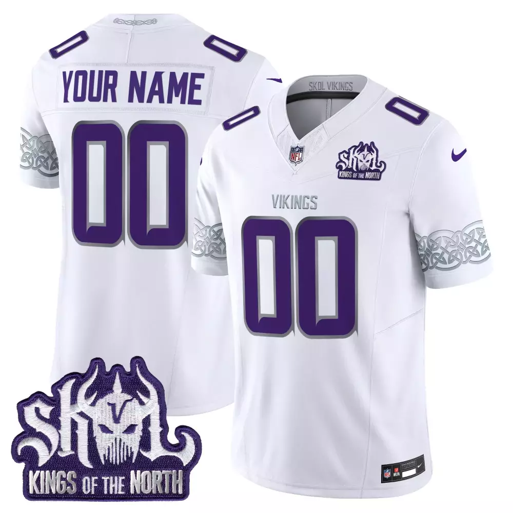 winter warrior youth minnesota vikings king of the north patch throwback vapor limited custom jersey v2 all stitched