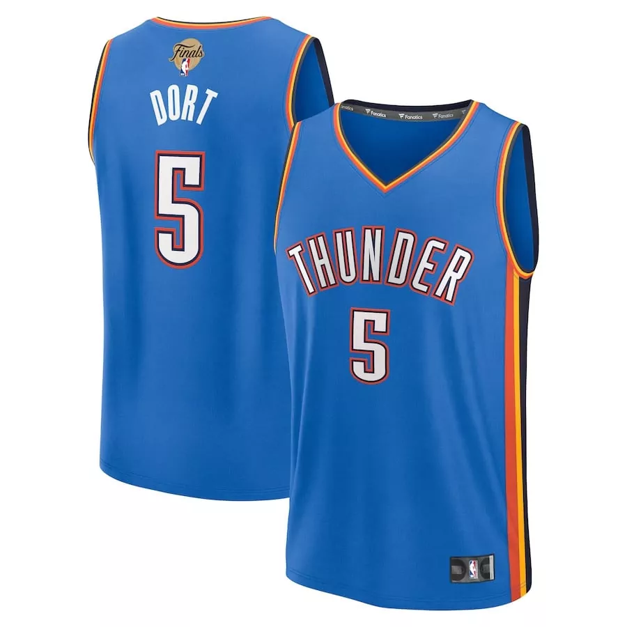 women luguentz dort mens oklahoma city thunder blue 2025 nba finals fast break jersey all stitched