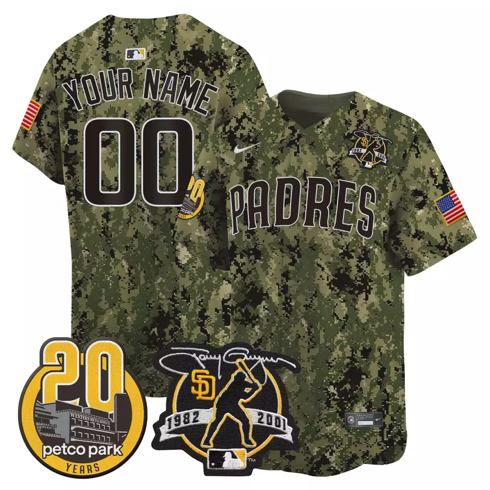 woodland youth san diego padres for peter petco park 20th patch usmc vapor premier limited custom jersey v2 all stitched