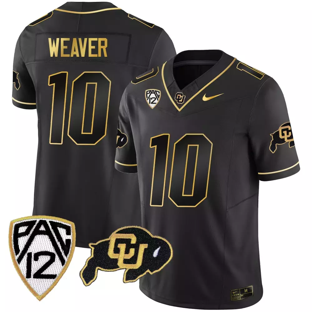 Xavier Weaver Colorado Buffaloes Black Gold Vapor Limited Jersey | Stitched Gold | Youth Fan Gear | For Youth