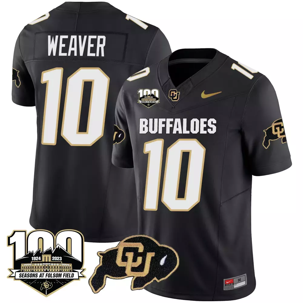 xavier weaver black mens colorado buffaloes 100 seasons patch vapor limited jersey all stitched