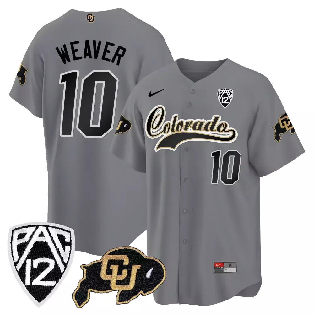 Xavier Weaver Gray Colorado Buffaloes Baseball Jersey | All Stitched | For Men, Women & Youth