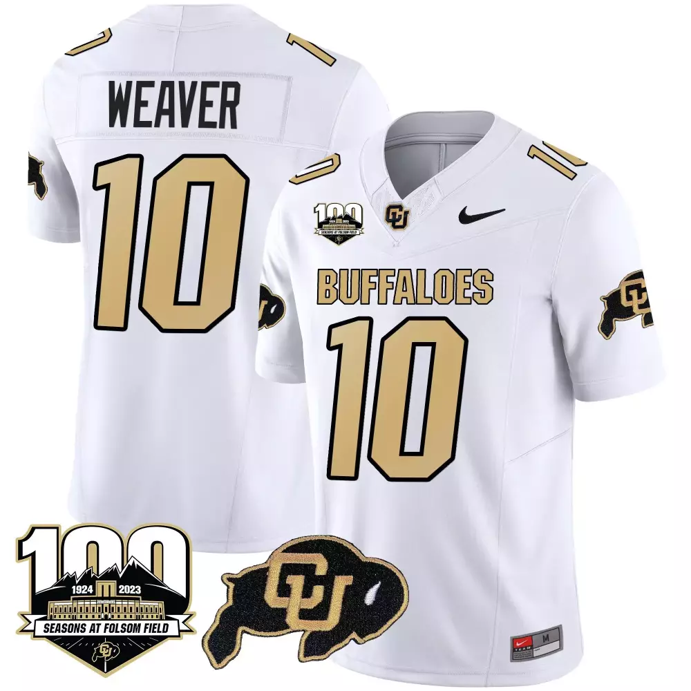 xavier weaver white mens colorado buffaloes 100 seasons patch vapor limited jersey all stitched