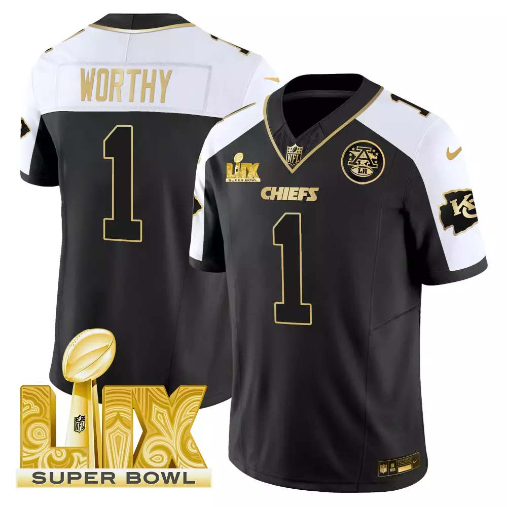 Xavier Worthy Kansas City Chiefs Super Bowl LIX Gold Vapor Limited Jersey | Stitched Fan Gear | For Men, Women & Youth