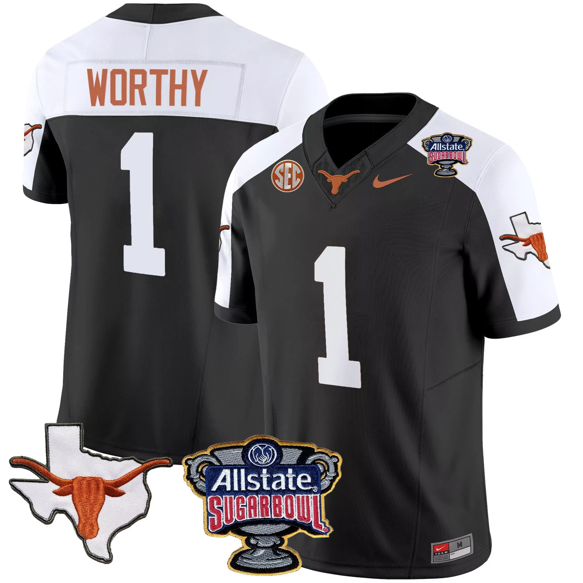 xavier worthy black alternate mens texas longhorns state map sec patch vapor jersey v2 all stitched