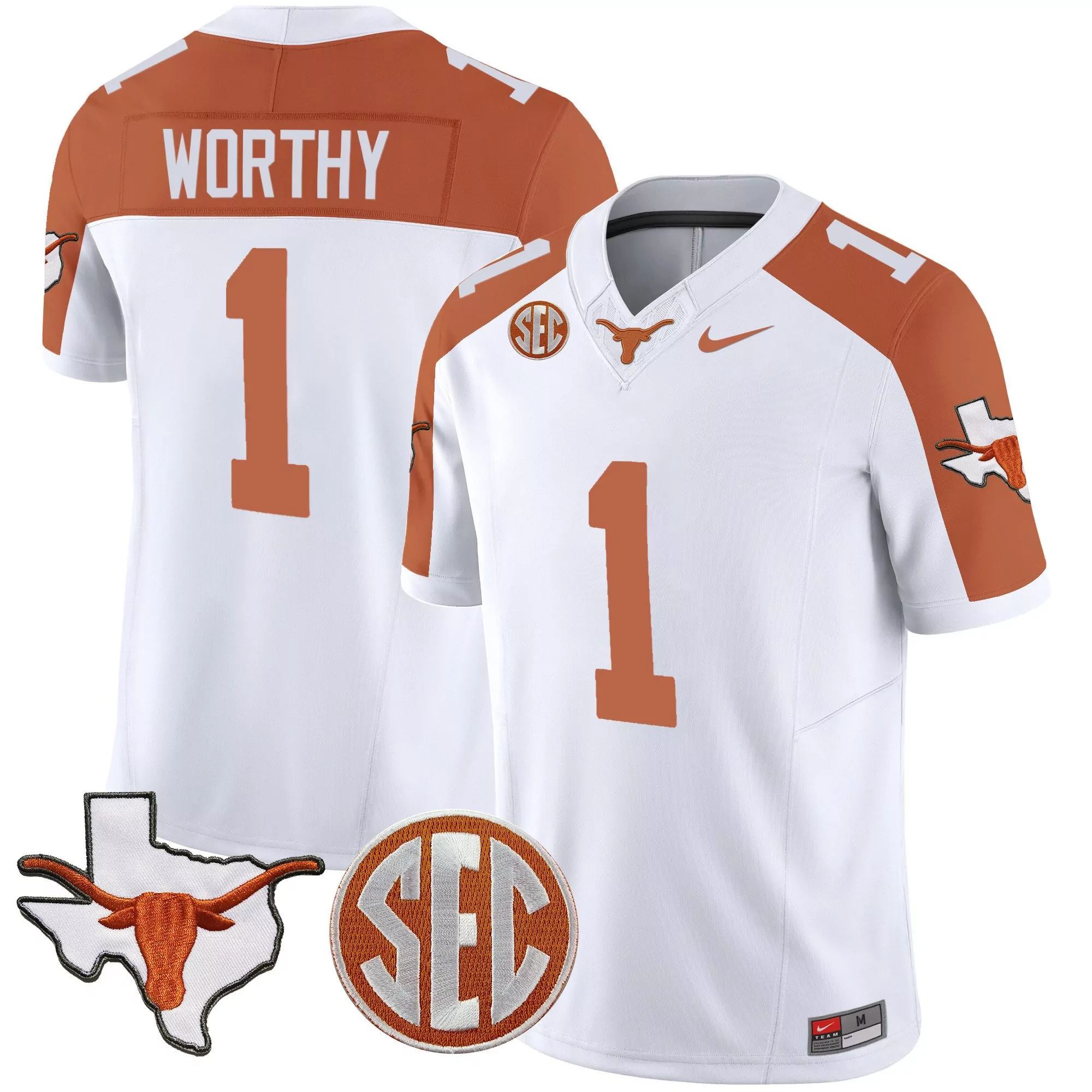 xavier worthy inverted mens texas longhorns state map sec patch vapor jersey all stitched