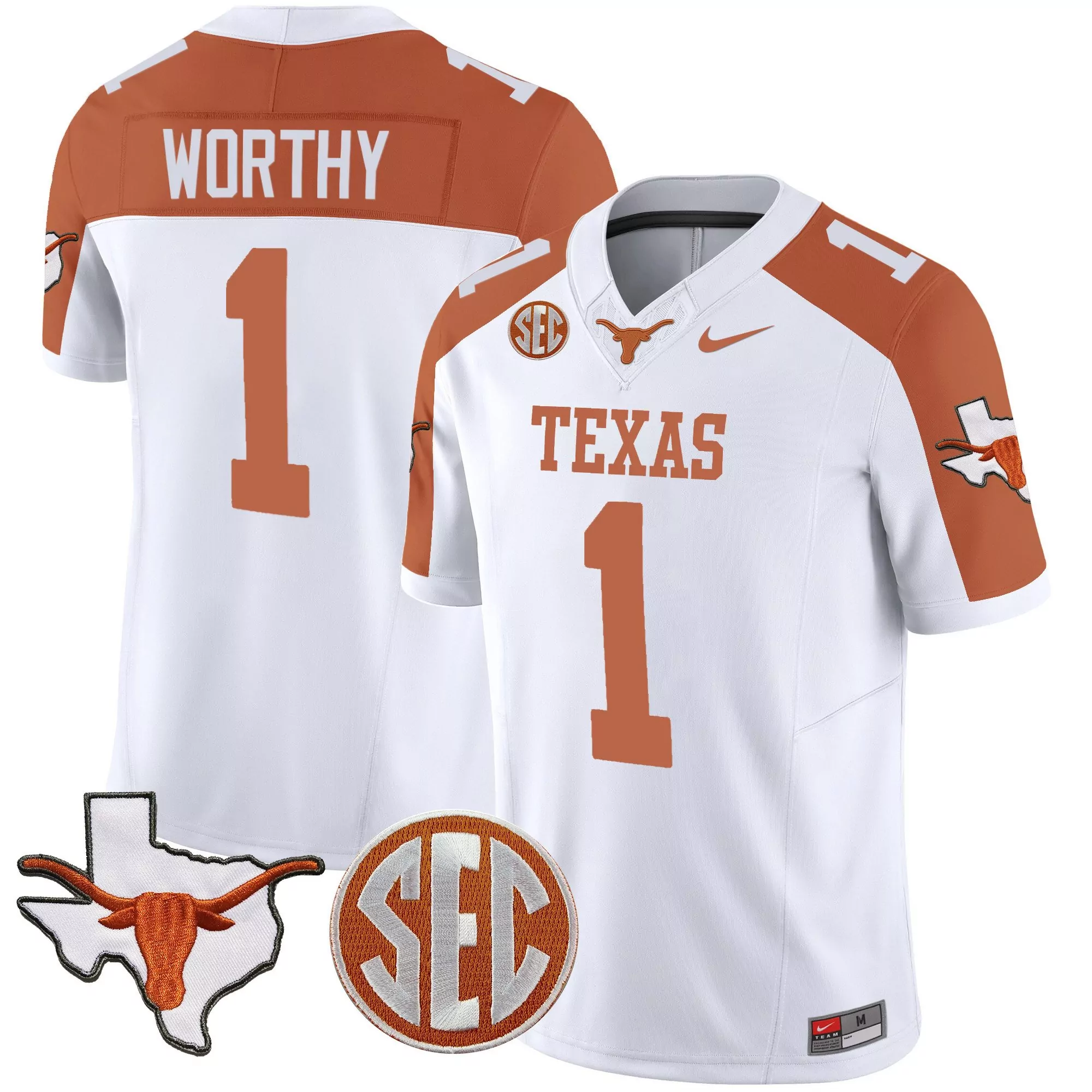 xavier worthy inverted mens texas longhorns state map sec patch vapor jersey all stitched