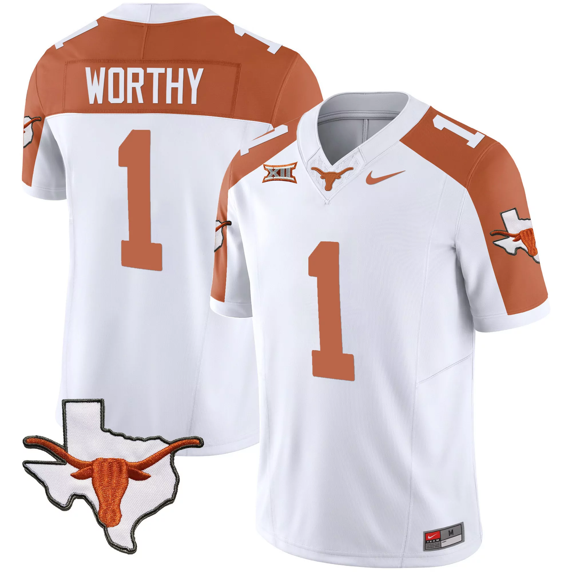 xavier worthy inverted mens texas longhorns state map sec patch vapor jersey all stitched