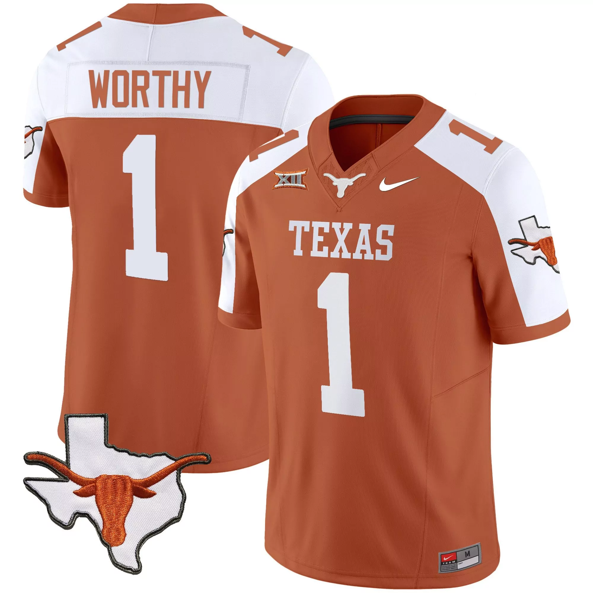 xavier worthy orange alternate mens texas longhorns state map sec patch vapor jersey v4 all stitched