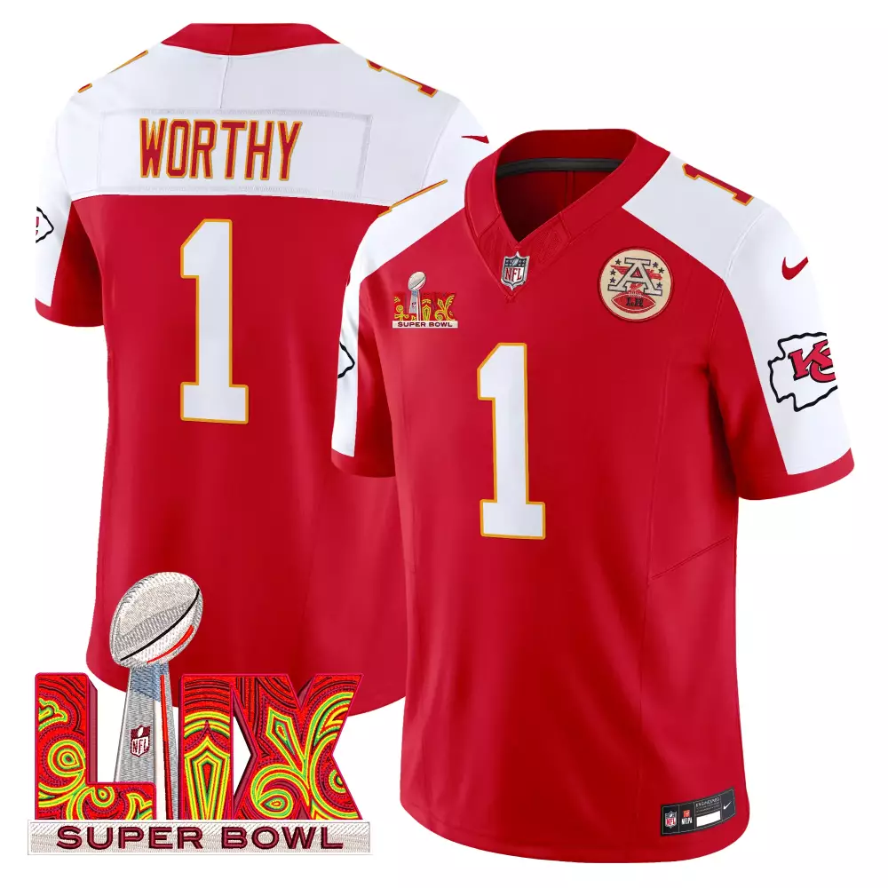 xavier worthy black mens kansas city chiefs super bowl lix patch vapor limited jersey all stitched