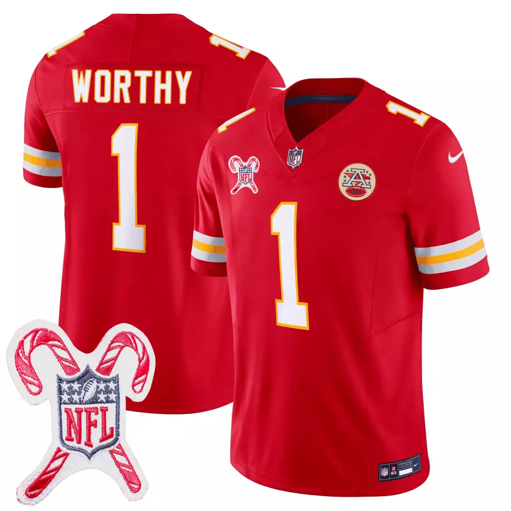 xavier worthy red alternate womens kansas city chiefs super bowl lix patch gold trim vapor limited jersey all stitched